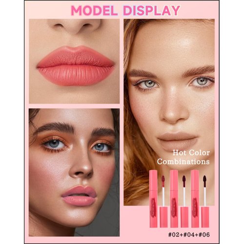 Peel Off Lip Tint Stain Set-3pcs Tattoo Lip Liner Stain Lip Gloss with Matte Finish,Long Lasting Waterproof Nonstick Lipstain Tinted Lip Stain Lipgloss, Christmas Makeup Gift for Women Girl-02+04+06