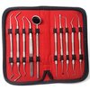 10 Pcs Professional Plaque Remover Kit Oral Care Tools Stainless Steel Double Ended Dental Picks with Scraper, Mouth Mirror, Tweezers & Plugger for Gum Care Cleaning Set with Carrying Case