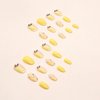 Press on Nails Short Round SWEKKE Summer Fake Nails Yellow Lemon Full Cover Glue on Nails Glossy False Nails with Nail Glue Stick on Nails Artificial Acrylic Nails for Women Girls 24 Pcs