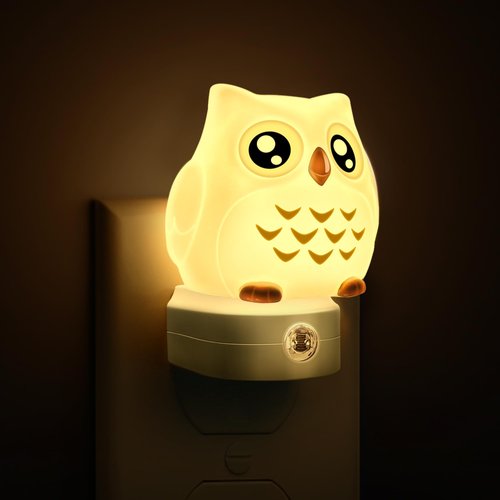 L LOHAS LED Owl Night Light for Kids, 3D Owl Night Light Plug in Wall, Dusk to Dawn Sensor, 8-Color Changing+Soft White 3000K, 3 Lighting Modes, Nursery Night Light, Children, Room Decor