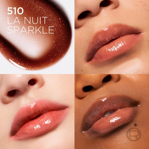 L’Oréal Paris Paradise Plump Ambition Hyaluron Lip Oil, 24 HR Lip Care with Hyaluronic Acid, Volumizing Lip Makeup with Glass-Like Shine, La Nuit Sparkle, 0.16 Fl Oz