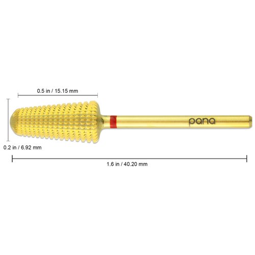 Upgraded PANA Volcano Nail Carbide Bit - Two Way Rotate use for Both Left and Right Handed use - Fastest remove Acrylic or Gel – For Manicure Drill Machine - 3/32" (Fine - F, GOLD)
