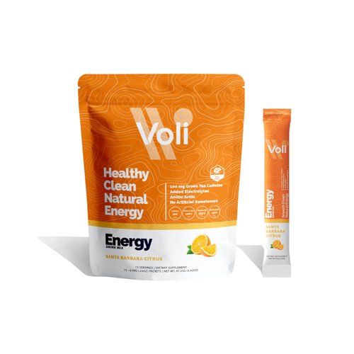 Voli Energy - Santa Barbara Citrus - Clean Energy Supplement, 100mg Caffeine from Green Tea Extract, No Artificial Sweeteners, No Added Sugars, Replenish and Revitalize, 15 Servings (Pack of 1)