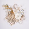 Missgrace Bride Wedding Crystal Pearl Leaf Rhinestones Hair Comb Gold Opal Bridal Hair Pieces Rhinestone Bridal Hair Clip Flower Hair Side Combs Wedding Hair Accessories for Brides Women (Gold Opal)
