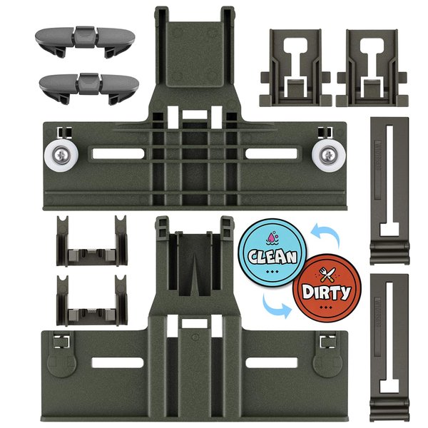 Upgraded W10350376 W10712394 Dishwasher Top Rack Parts for Kenmore/Kitchenaid Dishwasher parts Upper Rack,W10350374 W10195840 Dishwasher Rack Parts with Dishwasher Magnet Clean Dirty Sign(11 Packs)
