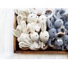 Natural Wooden Baby Toys Cotton Crochet Bunny Teething Ring Teether Rattle Set of 2 Newborn Unisex Baby (Grey Mama White Baby)