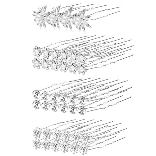 Unittype 40 Pack Bridal Wedding Hair Pins Rhinestone Hair Clips Accessories for Women