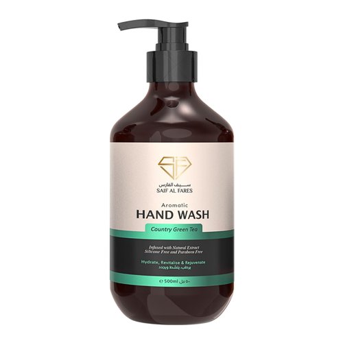SAIF AL FARES Country Green Tea Hand Wash Alcohol Free with Green Tea Scent Infused with Natural Extract Hydrating, Revitalising & Rejuvenating Hand Soap 16.9 Fl Oz