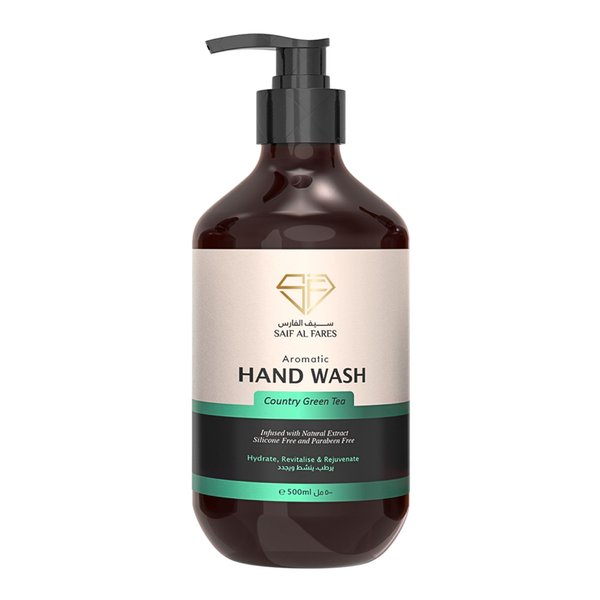 SAIF AL FARES Country Green Tea Hand Wash Alcohol Free with Green Tea Scent Infused with Natural Extract Hydrating, Revitalising & Rejuvenating Hand Soap 16.9 Fl Oz