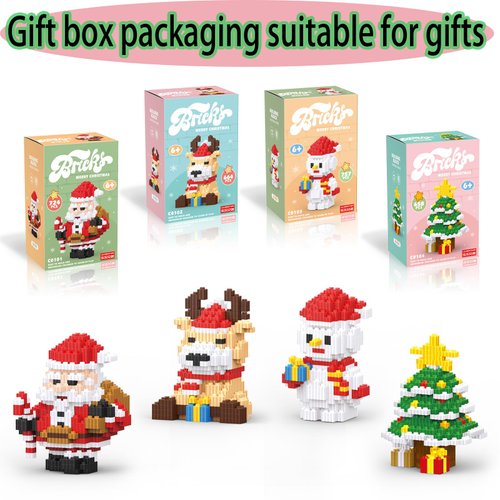 HGCYCF Christmas Building Blocks Snowman Compatible for Lego Christmas Micro Blocks Stacking New Toys Holiday Present Box New Year Birthday Gifts for Kids 6-12 Years Old (Snowman)