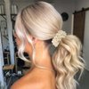 Fashey Pearl Hair Ties Flower Elastic Ponytail Holder Rhinestone Hair Scrunchies 3 Pcs Pearls Hair Accessories for Women (Type A)