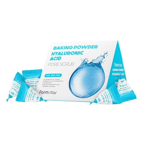 FARMSTAY Baking Powder Hyaluronic Acid Pore Scrub - Face Scrub for Pore Cleansing - With Hyaluronic Acid - AHA, BHA, and PHA Formula - 7 pc
