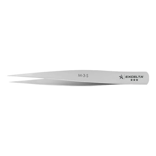 Excelta Stainless Steel Mini Tweezers, Ultra-Fine Straight Point, Compact 2.75" Length, Ideal for High Magnification Work, Precision Handling, Professional