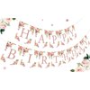 Rose Gold Floral Birthday Decorations for Women Girls - Floral Theme Glittery Happy Birthday Banner for Home Wall Mantel Window Birthday Party Supplies
