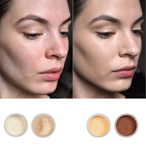 PHOERA Setting Powder and Face Primer Makeup, Control Oil Brighten Skin Color Cover Blemish Face Setting Loose Powder（2 Pcs） (01 Translucent +makeup primer)