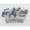 Faship Gorgeous Navy Blue Rhinestone Crystal Huge Floral Hair Comb