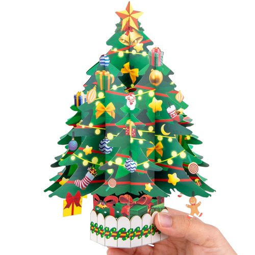 CNLITIHEKA Christmas Tree Pop Up Card Christmas Tree Card 3D Popup Christmas Cards with Envelope.