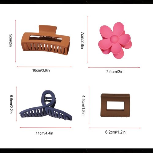 Mofugui 11 PCS Hair Claw Clips for Women,Flower Hair Clips for Thin thick long curly Hair,4 Styles Strong Hold Medium Hair Accessories (Type A)