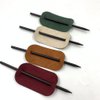 4PCS PU Leather Hair Clip Hair Barrette with Wooden Stick Hair Slide Pin Oval Shape Hair Pins Ponytail Holders Hair Accessories for Women Girls(red,green,pink,brown)