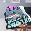 Just A Girl Who Loves Sharks Blanket Cute Shark Decor Throw Blanket Gifts for Girls Boys Shark Lover Super Warm Soft Plush Lightweight Fleece Flannel Bedding Blanket for Kids Adult Men Women 50"X40"