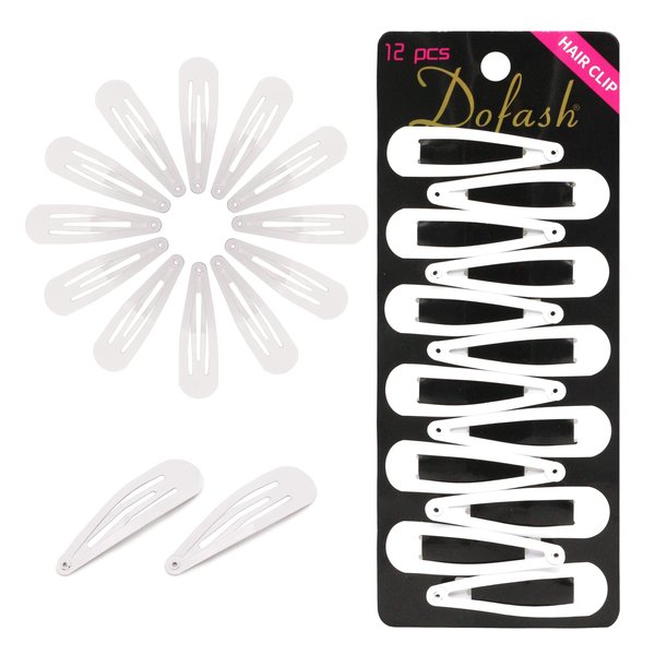 Dofash 2IN/5CM Small Snap Hair Clips Metal Hair Barrettes Hair Grips Hair Accessories for Women - 12 Count/SNOW WHITE