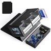 UAONO MTG Deck Box with 2 Commander Display and Dice Tray-Patented Design, Double Deck Box for 250+ Single Sleeved Cards, Leather Magnetic Card Storage Box Fits for TCG CCG Magic Cards (Black&Gray)