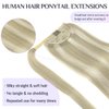 DOORES Hair Extensions Ponytail Extension Human Hair Balayage Ash Blonde Highlighted Platinum Blonde 18 Inch 80g Ponytail Extension Human Hair Straight Wrap Around Hairpieces Ponytail hair Extensions