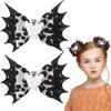 HAIMITI 2pcs Halloween Bat Wings Hair Clips Ghost Hair Accessories Glitter Hair Clip Cartoon Hair Bow Silver White Hair Barrettes Cute Hair Pins For Women Girls Halloween Cosplay Party Supplies