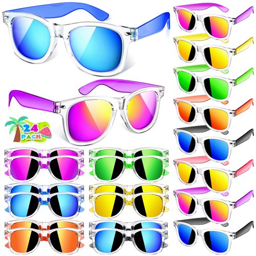 Joycover Kids Sunglasses Bulk, 24 Pack Kids Sunglasses Party Favor, Translucent Sunglasses for Ki...