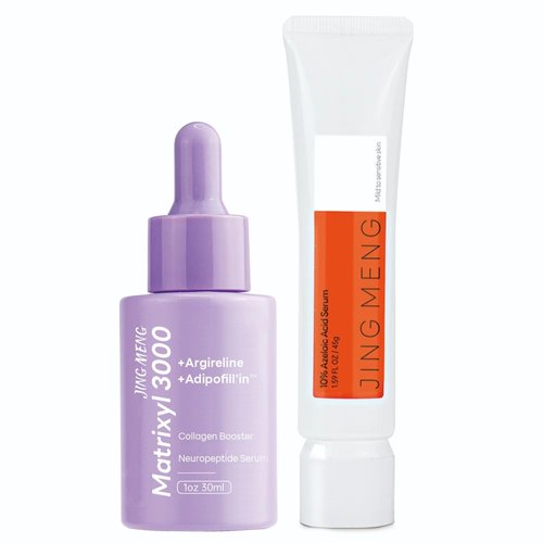 JING MENG Dark Spot Corrector Remover 10% Azelaic Acid Serum Advanced Liposome Encapsulated Niacinamide HPR Vitamin C Acne Rosacea Treatment, Pore Refining, Redness Relief (ORANGE PURPLE)