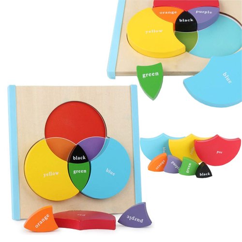 Mfumyy Wooden Montessori Three Primary Color Mixing Learning Board for Kids Educational Learning Toys Color Cognition Toy Color Matching Toy,Medium
