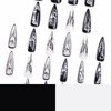 BABALAL Stiletto Press on Nails Long Fake Nails Black Punk Glue ons Nails Sliver Chrome Butterfly Heart Y2k Design Goth Acrylic Nails 24Pcs Metallic Almond False Nails