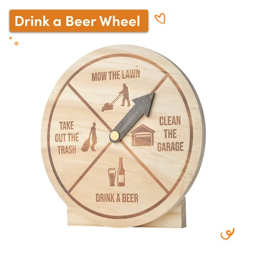 Light Autumn Gifts for Dad - Dad's Birthday, Funny Gag Gift - Drink A Beer - Your Husband or Dad Will Absolutely Love, Present from Daughter or Son - Chore Wheel - Wood Spinning Wheel