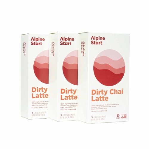 Alpine Start Premium Instant Coffee Chai Latte, Arabica Coffee Vegan, Dairy & Gluten Free, 15 Single Serve Packets (Pack of 3 Boxes)