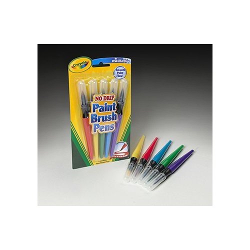 Crayola LLC : Paint Brush Pens, Washable, Nontoxic, 5/PK, Assorted -:- Sold as 2 Packs of - 5 - / - Total of 10 Each