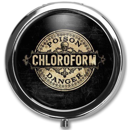 ETFNXRG Chloroform Pill Box Pill Case Pill Box Holder Trinket Stash Box Arsenic Vintage Style Medicine Vitamin Pill Organizer Case, Black