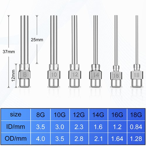 24 Pieces Dispensing Needle 1 Inch Stainless Steel Blunt Tip Luer Connector Stainless Steel Blunt Needles (8, 10, 12, 14, 16, 18 Gauge)
