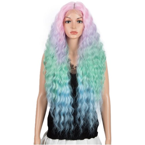 Joedir Lace Front Wigs 30&quot; Long Wavy Synthetic Wig 4.5&quot; Deep Part HD Transparent Lace With Baby H...