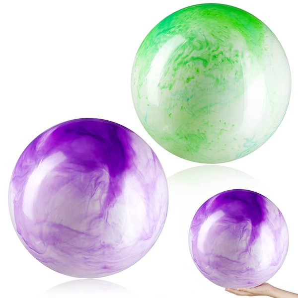 2 Pieces 18 Inch Marbleized Bouncy Balls Colorful Inflatable Balls Big Cloud Bouncing Balls PVC Bouncy Play Balls for Adults Pet Party Supplies Beach Playground Water Fun(Purple, Green)