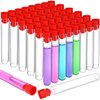 Teenitor 50pcs Test Tubes Plastic Test Tubes, 16×100mm Clear Test Tube with Caps for Lab Plastic Test Tubes for Plants, Beads, Party