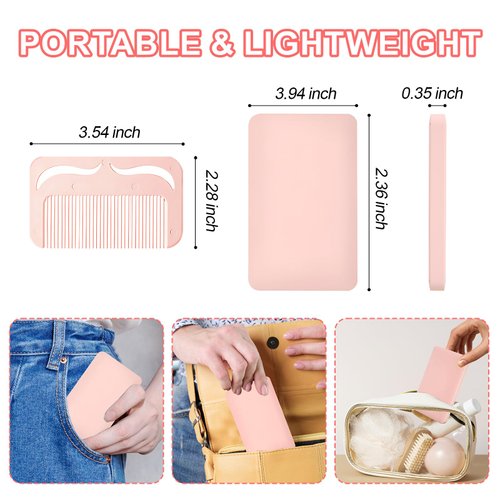 Jurrissa Portable Hair Comb with Mirror for Women%Girl-Compact Mirror with Hair Comb for Purse,Travel Pocket Comb with Mirror-Small Pocket Mirror&Mini Comb,Folding Hair Brush with Mirror(Pink)