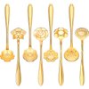 8 Pieces Flower Spoon Coffee Teaspoon Set Stainless Steel Tableware Creative Sugar Spoon Tea Spoon Stir Bar Spoon Stirring Spoon, 8 Different Patterns (Gold)