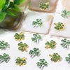 20Pcs St.Patrick's Day Nail Charms Nail Decals Alloy Silver Nail Charms Nail Jewelry 3D Green Shamrock Nail Gems Rhinestones Metal Lucky Charms Designs for Women Girls Acrylic Manicure Decorations