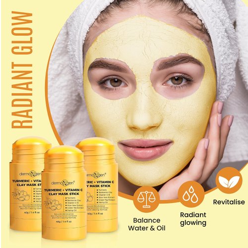 DERMAXGEN Turmeric Face Mask - Pure Organic Acne Treatment + Boosts Circulation + Anti-aging For Dull And Dry Skin Care- Set Of 3