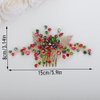 Teyglen Bride Crystal Rhinestone Wedding Hair Comb Green and Red Crystal Hair Piece Gold Leaf Crystal Hair Side Comb Christmas Wedding Headpiece Hair Accessories for Women Girls (Red)