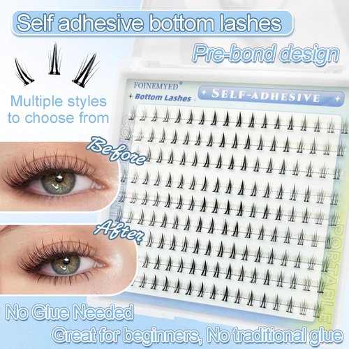 Bottom Lashes 162Pcs Pre Glued Eyelashes clusters Self Adhesive Lashes 6mm Bottom Lash Clusters No Glue Lashes Manga Lash Cluster Wispy Bottom Lash Extensions Press on Lashes Individual Lash Clusters