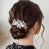 YBSHIN Bride Wedding Pearl Hair Comb Sliver Rhinestone Star Hair Pieces Crystal Bridal Hair Accessories for Women