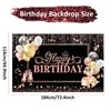 CIHER 184CM x 114CM Happy Birthday Backdrop Happy Birthday Decorations for Women Girls Happy Birthday Banner for Women Girl Party Supplies Rose Gold Birthday Party Decorations Backdrop Photography