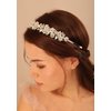 BERYUAN Wedding Bridal Pearls Flower Crystal Headband Pealrs Crystal Rhinestone Wedding Hair Accessories Silver Bride Headband Wedding Headpiece for Brides Bridesmaid (silver)