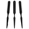 ZEYIYER 3PCS Wig Brush for Synthetic Hair, Professionals Wig Comb, Portable 3 Row Comb for Natural Hair, Pointed Tip Metal Hair Comb Synthetic Hair Brush(Black)
